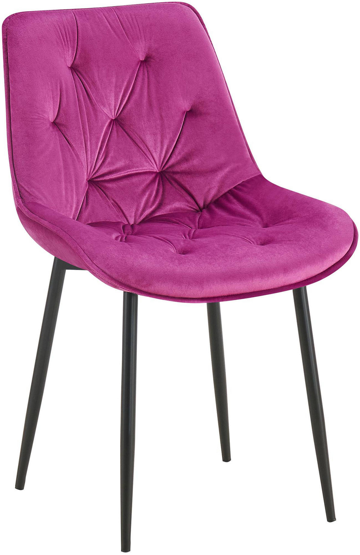 STUHL Samt lila - Lila/Schwarz, Textil/Metall (52/84/59cm) - CLP