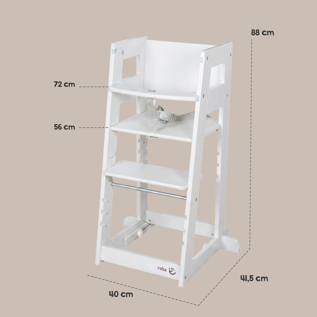 LERNTURM Sit & Step 2in1 - Weiß, Holzwerkstoff/Metall (53.5/88/51.5cm) - Roba