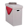 SITZHOCKER - Beige, Holzwerkstoff/Textil (48.5/49/27cm) - Relaxdays