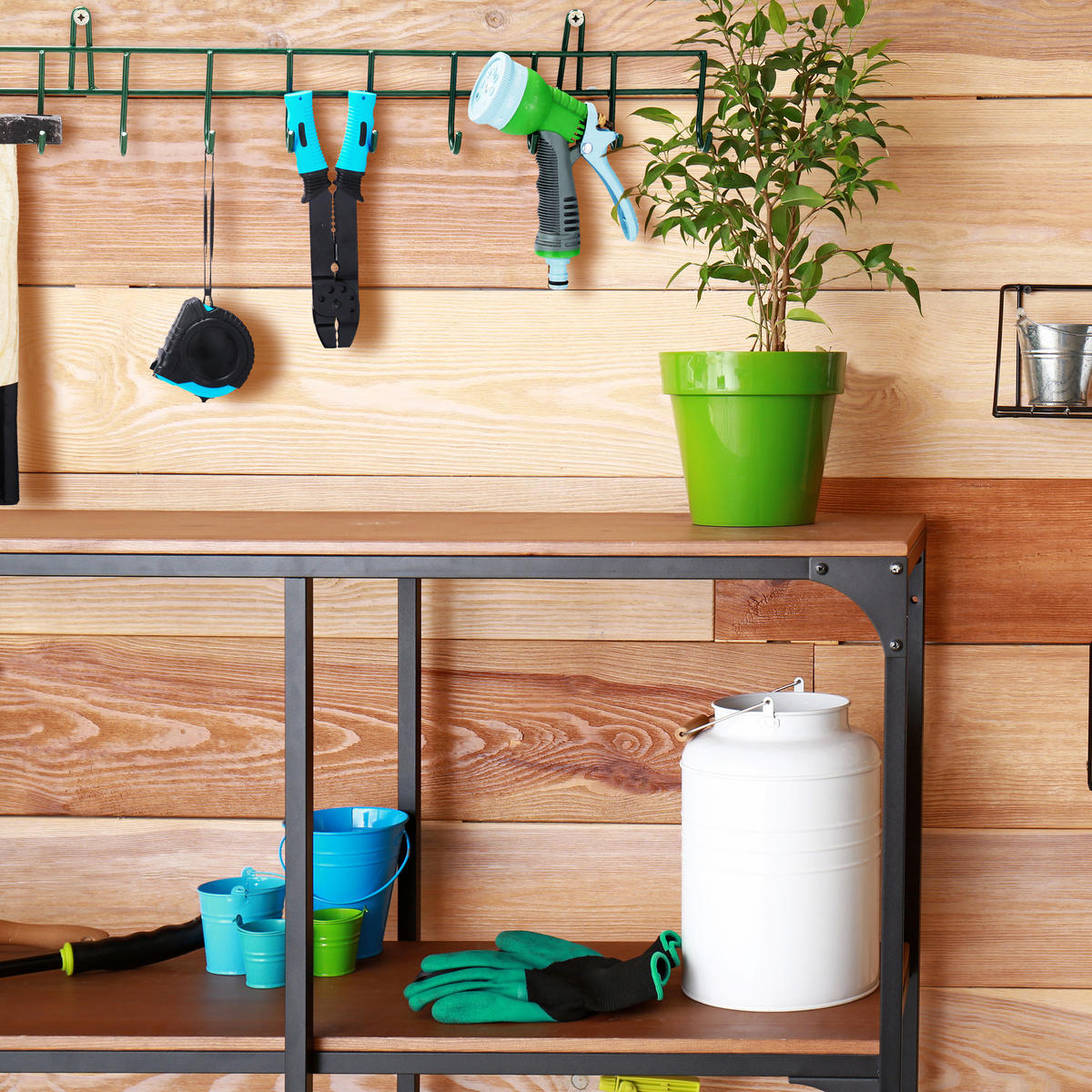 GERÄTEHALTER - Dunkelgrün, Metall (100/12/5cm) - Relaxdays