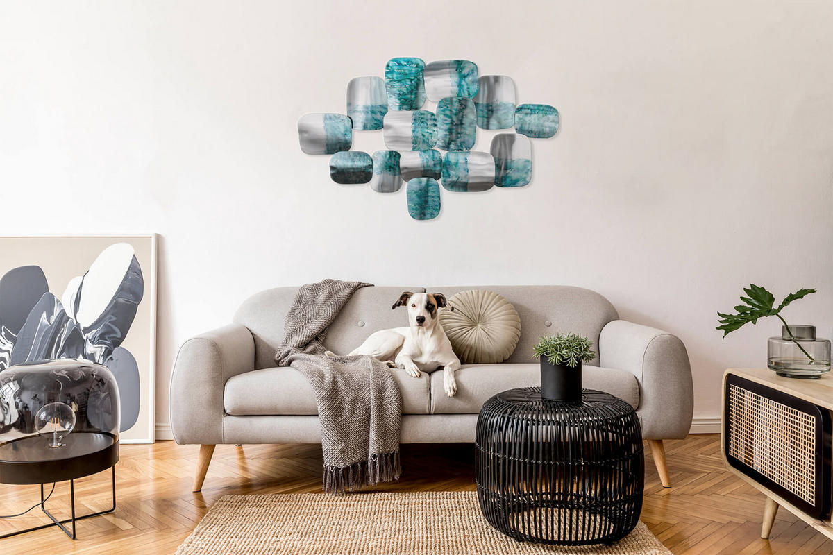 WANDDEKO Blau 118/78 cm - Blau/Silberfarben, Metall (4.5/78/6cm) - KUNSTLOFT