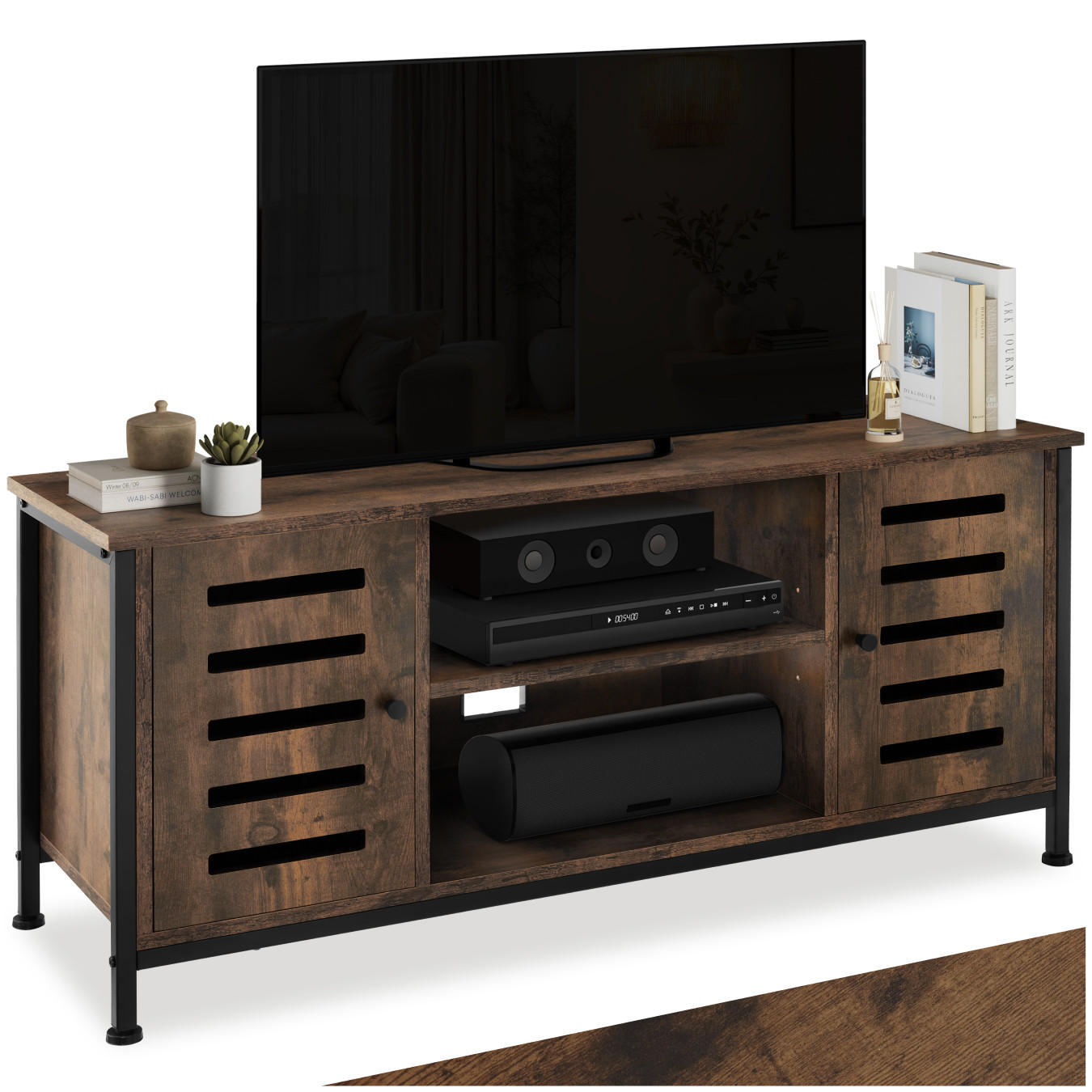 TV-BOARD Carlow,110 x 41,5 x 50,5 cm,Industrial Holz dunkel, rustikal - Rostfarben, Holzwerkstoff (41.5/50.5/110cm) - tectake