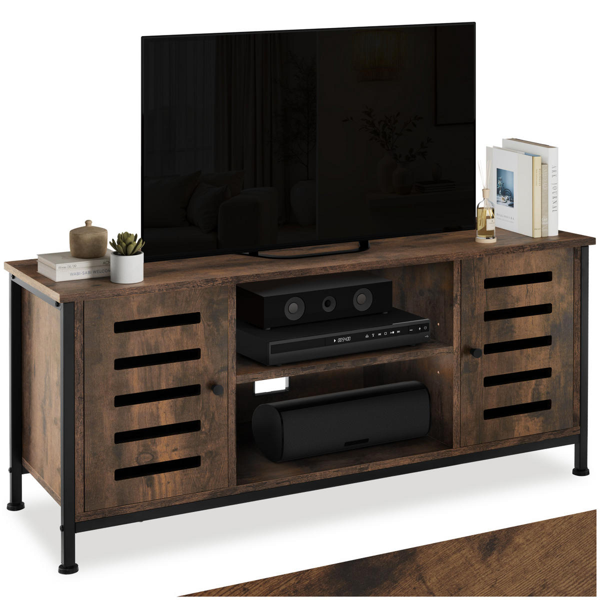 TV-BOARD Carlow,110 x 41,5 x 50,5 cm,Industrial Holz dunkel, rustikal - Rostfarben, Holzwerkstoff (41.5/50.5/110cm) - tectake