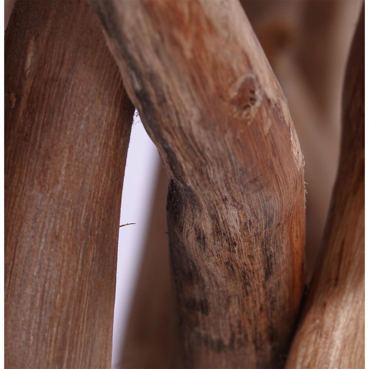 BEISTELLTISCH Woods Teak Massivholz, Sockel aus naturgewachsenen Ästen naturfarben - Naturfarben, Holz (45/30/48cm) - CREEDWOOD