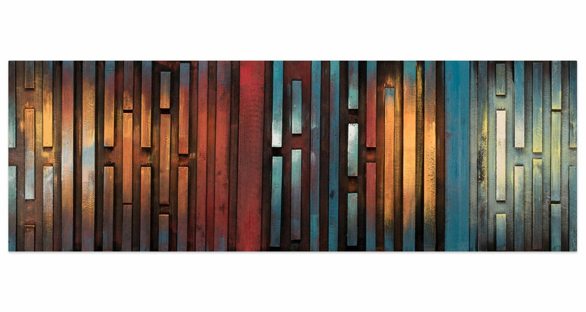 HOLZBILD Bunt 144/44 cm - Multicolor, Holz (6/44cm) - KUNSTLOFT