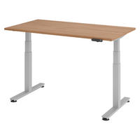 SCHREIBTISCH elektrisch XDSM 80/140/74 cm in Nussbaumfarben/Silberfarben - Silberfarben/Nussbaumfarben, Holzwerkstoff (80/140/74cm) - bümö
