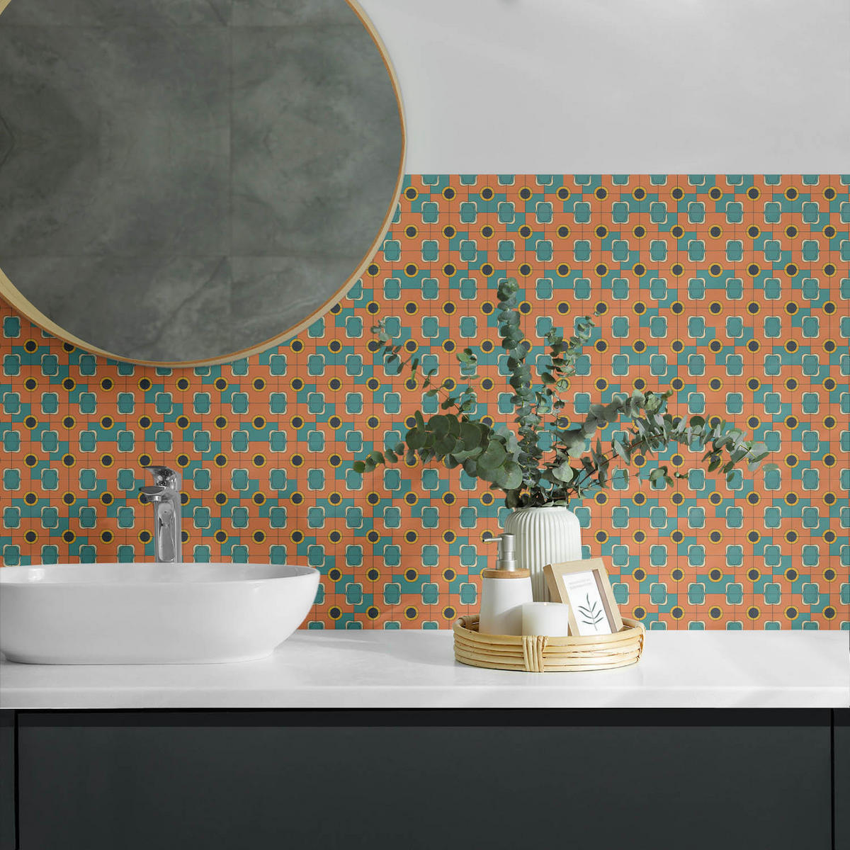 WANDPANEEL 10x 40x20 cm selbstklebend Retrovia - Dunkelorange, Kunststoff (20/1.6/40cm) - Wallfluent