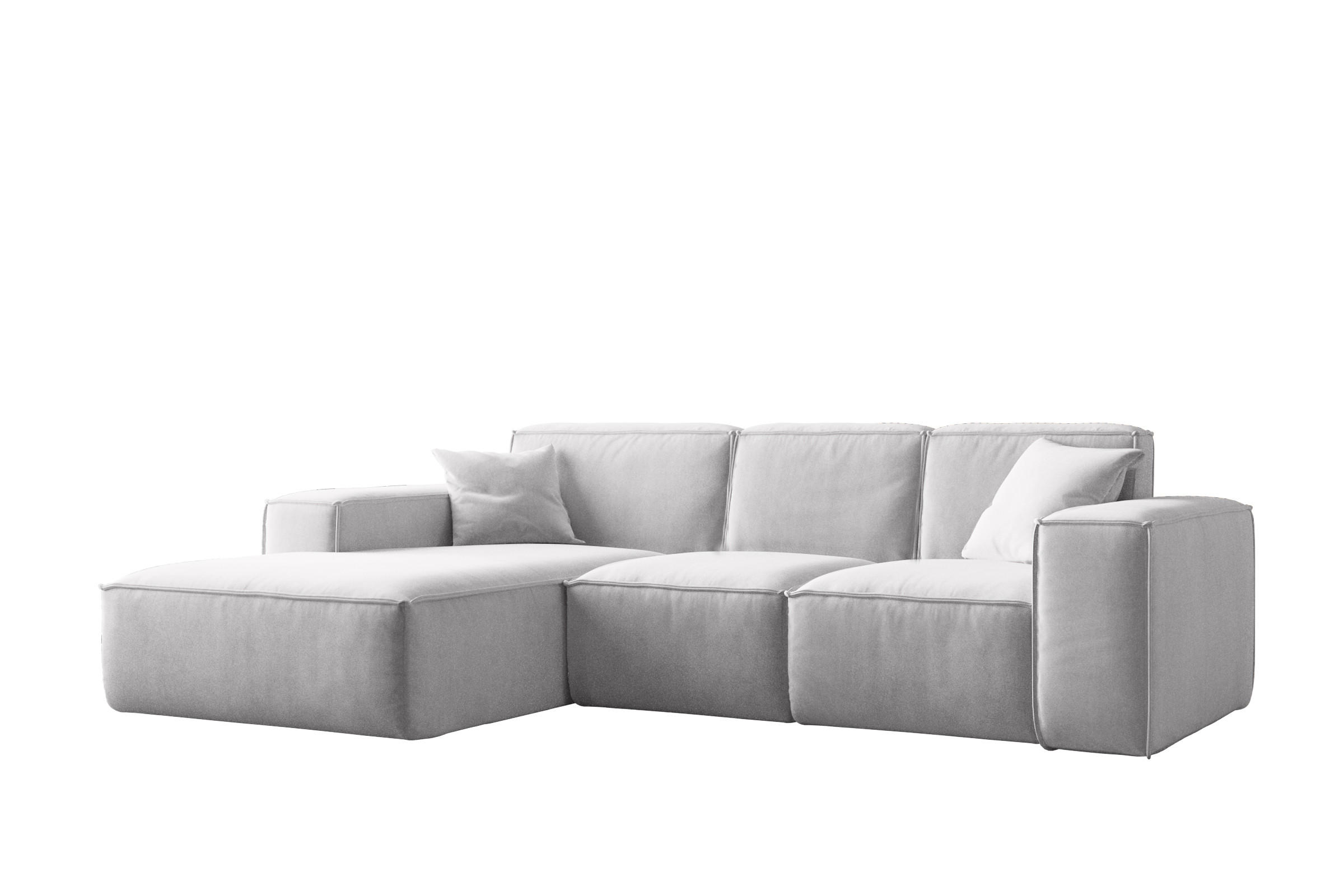 ECKSOFA, Sofa L form, Couch L form Siena L stoff Salvador Hellgrau Links - Hellgrau, Holz (165/266cm) - Kaiser Möbel