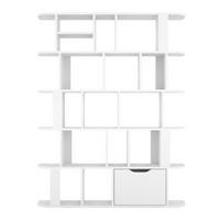 BÜCHERREGAL Sala, Weiß, Abgerundeten Kanten, 24 Fächern - Weiß, Holzwerkstoff (125/162/25cm) - Skandica