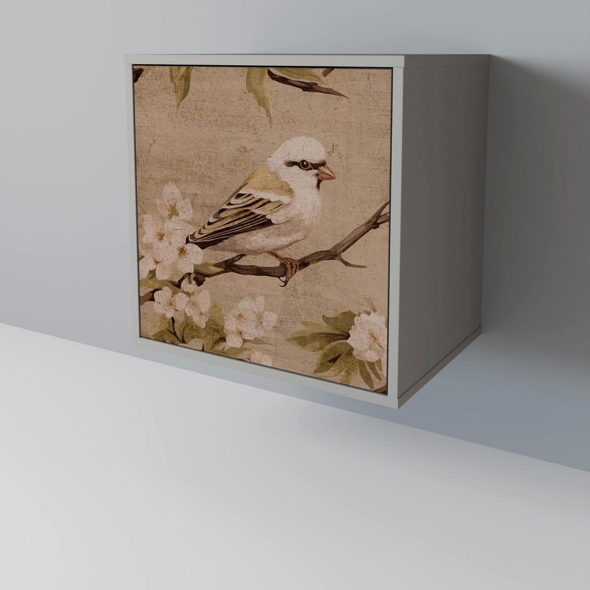 SIDEBOARD PETAL DISTINGUISH, Grau, 57,5x42x67,5 cm, Schwarze Metall-Rahmenfüße - Multicolor/Schwarz, Holzwerkstoff/Metall (57.5/67.5/42cm) - SpaceRebels