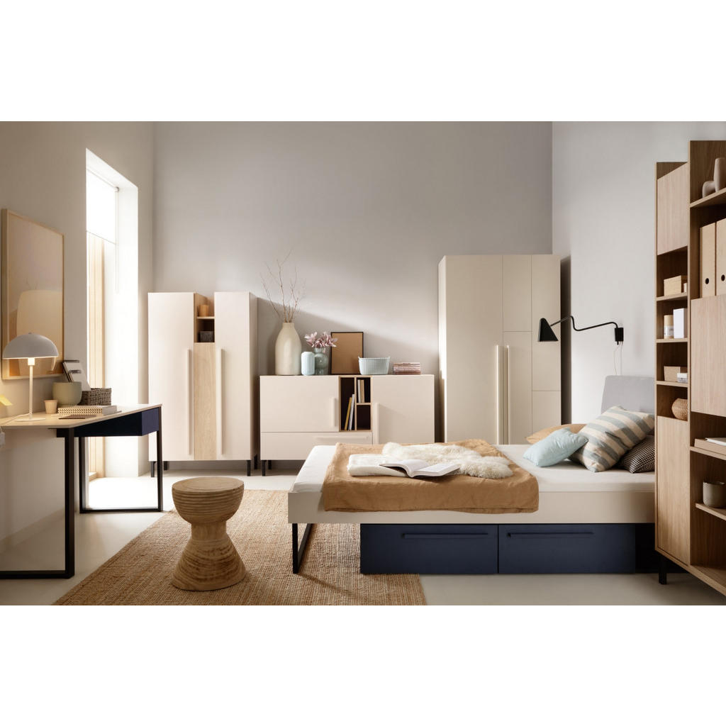 Thumbnail - Deine Möbel 24 Kinderkleiderschrank, Beige, Eiche, Dunkelblau, Holzwerkstoff, 100x195x50 cm, Kinder- & Jugendzimmer, Kin...