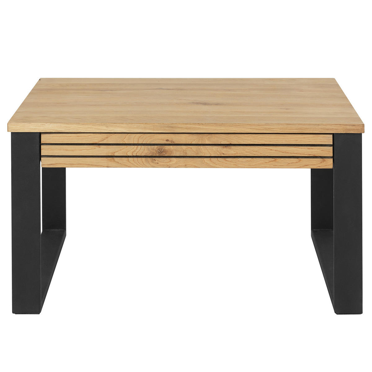 MASSIVER COUCHTISCH - Massivholz Eiche / Metall - Eichefarben, Holz/Metall (75/75/42cm) - home24