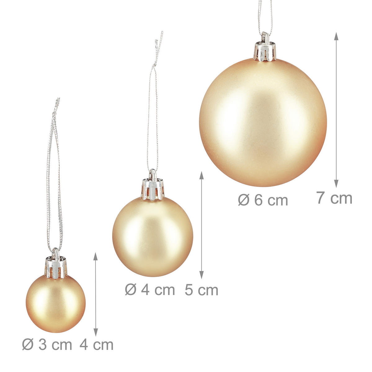 100XWEIHNACHTSKUGELN - Creme, Kunststoff (6/7/6cm) - Relaxdays