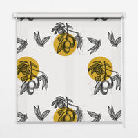 VNÚTORNÁ roleta - okenná roleta - roleta - 100x140 cm - Ovocie a žlté kruhy - sivá, plast (100/140/0.5cm) - TULUP