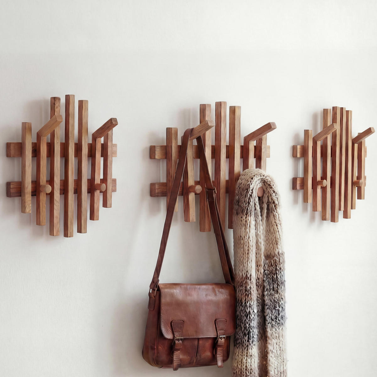 SADA 3 KUSŮ ŠATNÍKOVÝCH PANELŮ Dekor dub - dub Wotan, dřevo (38/40/12cm) - MCW