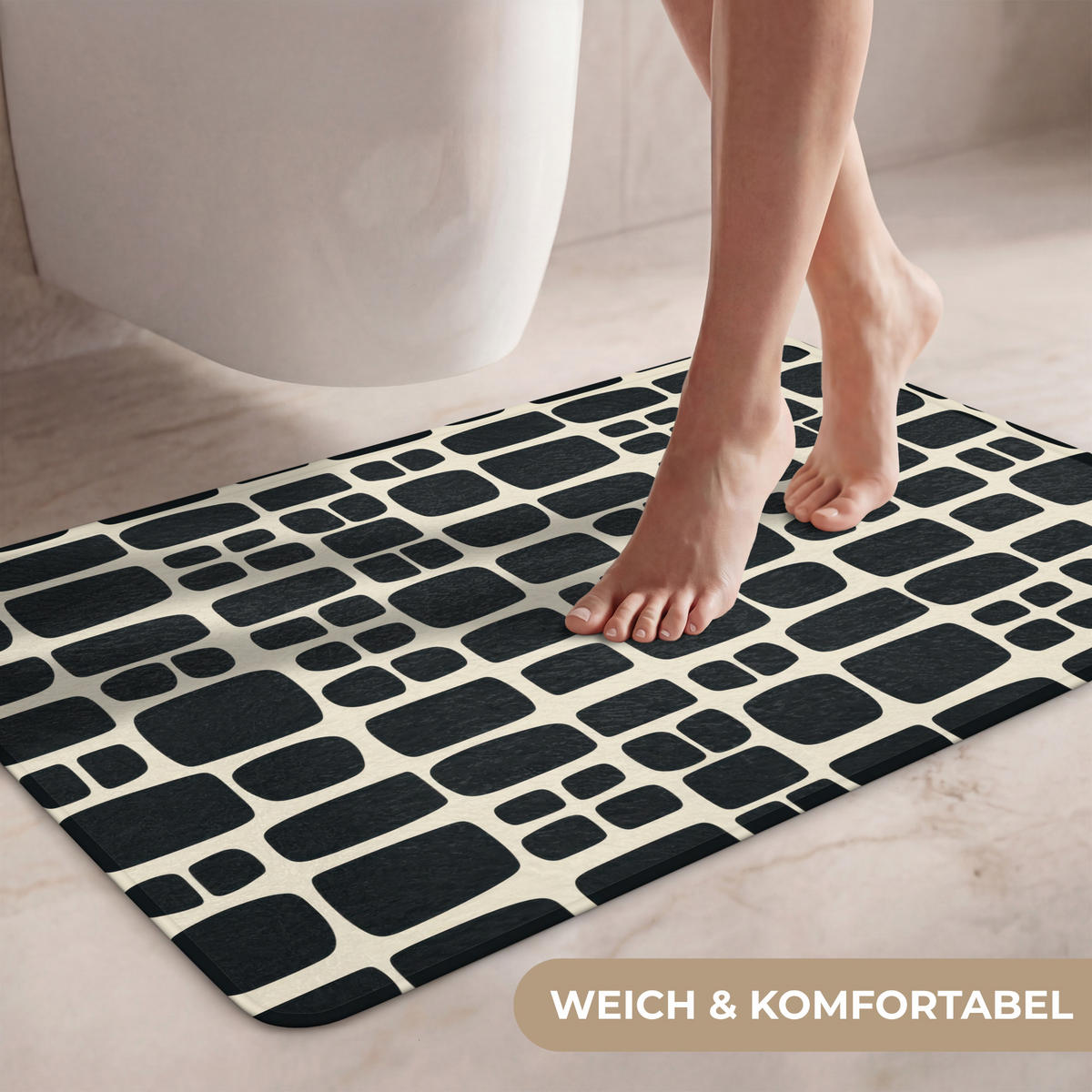 WC PŘEDLOŽKA Moderní - organické - černé 80x50 cm - antracitová, textil/plast (80/1cm) - OnlyWow
