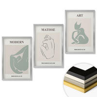 WANDBILDER 3er Set - 40x60 cm Silberner Rahmen - Abstrakte Pastellfiguren - Silberfarben, Kunststoff (40/60cm) - ArtPrintCave