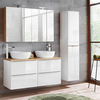 BADMÖBEL-SET 3-TLG. Toskana-56 - Weiß, Holzwerkstoff (180/200/46cm) - Lomado