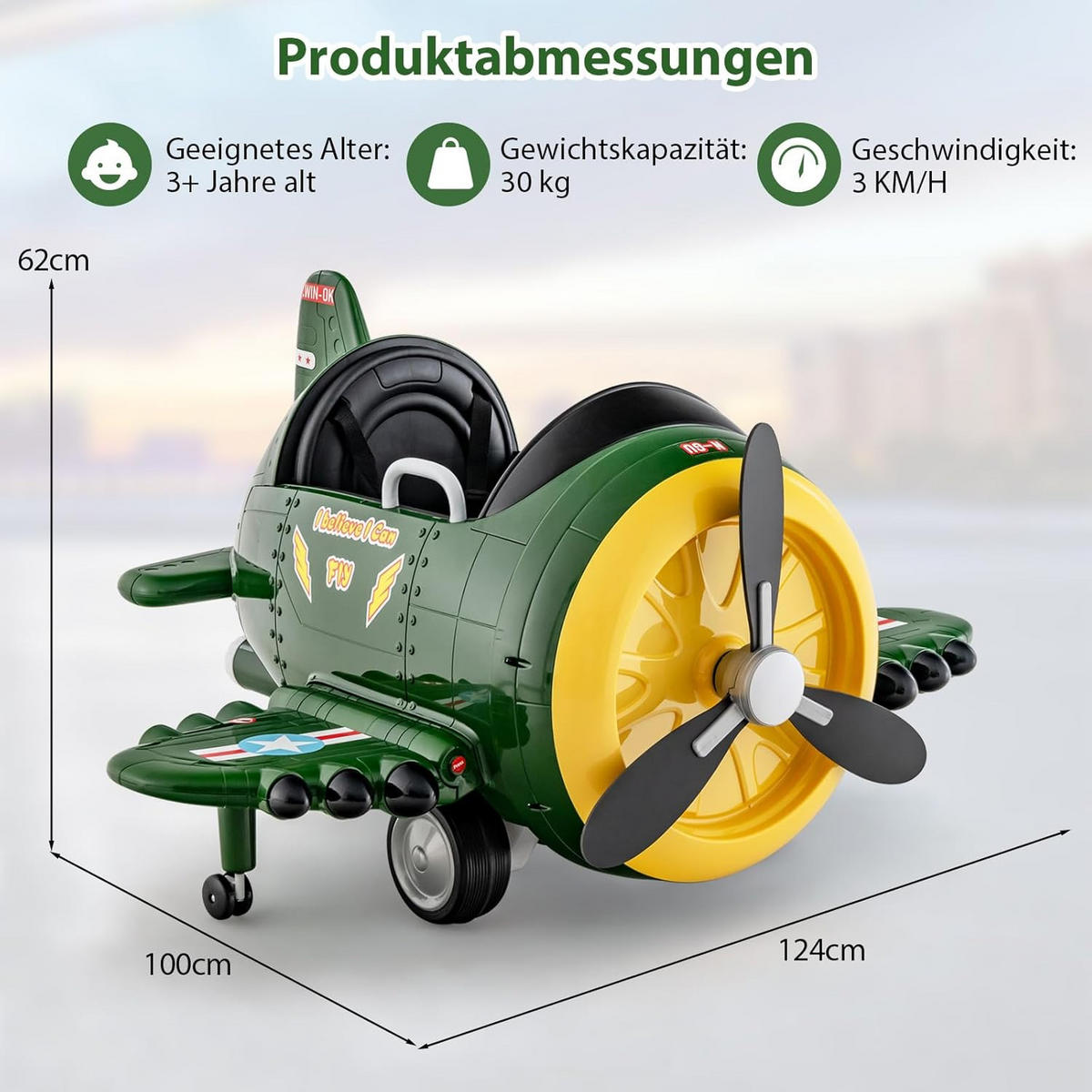 ELEKTROAUTO Kinder Grün - Grün, Kunststoff (100/62/124cm) - COSTWAY