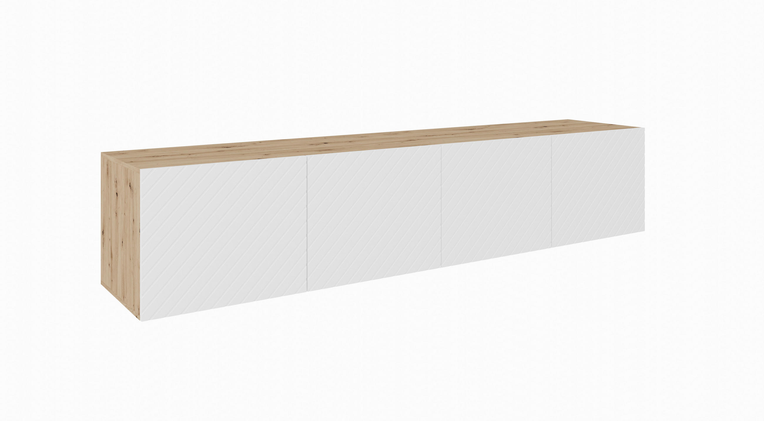 Meblini Tv-Schrank Eiche Artisan, Weiß 200x41x40 cm