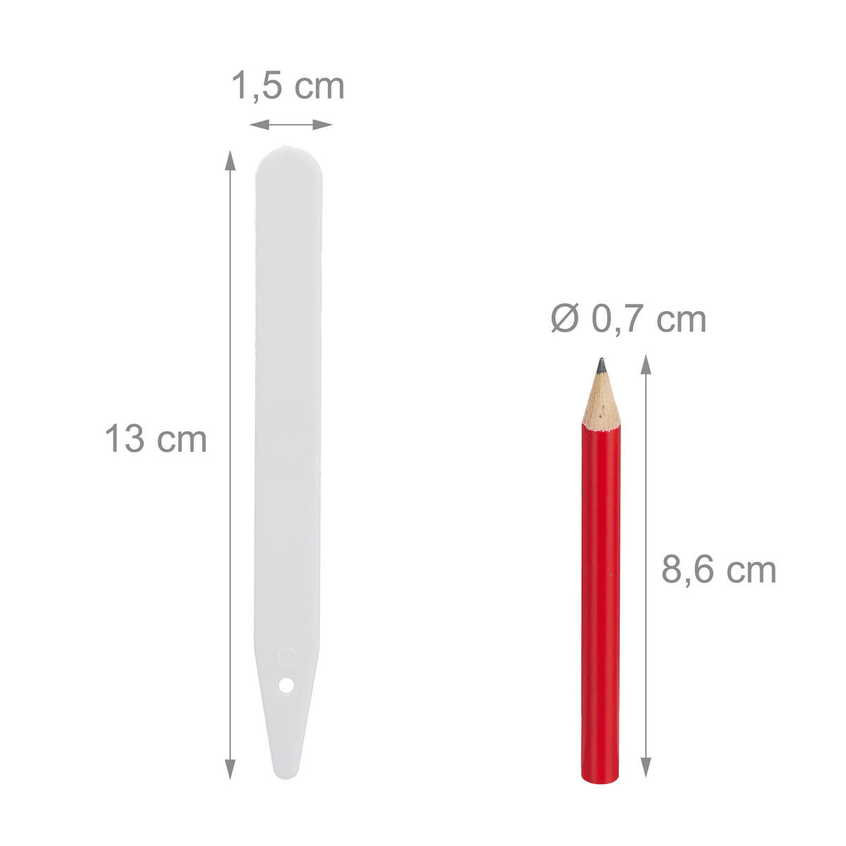 PFLANZETIKETTEN Weiß 300er-Set Kunststoff - Weiß, Kunststoff (1.5/13/0.1cm) - Relaxdays
