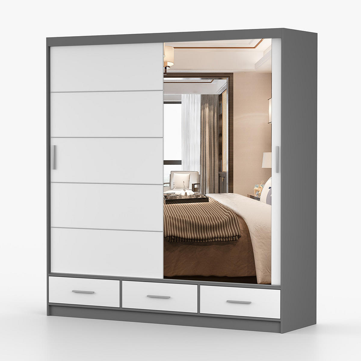 KLEIDERSCHRANK Florence 203 cm, 203/218/61, 2-türig, weiß - Weiß, Holzwerkstoff (203/218/61cm) - imoebel24