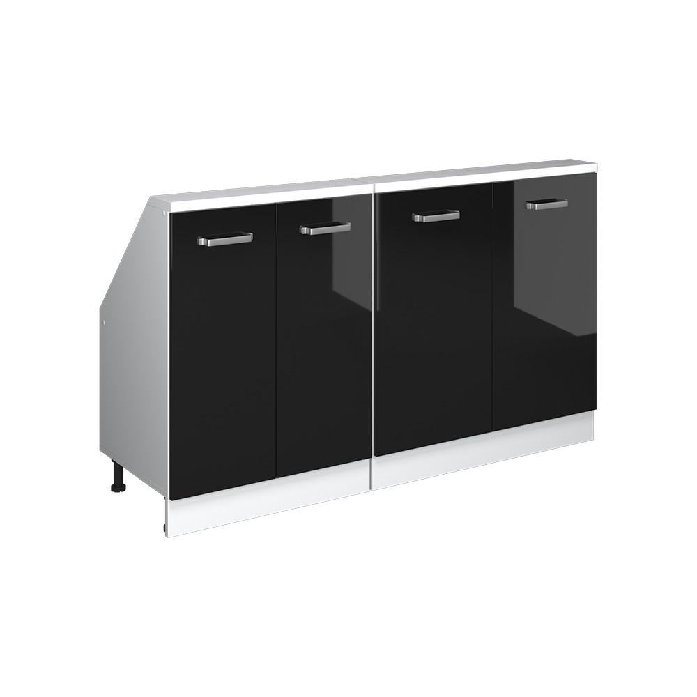 Schwarz Hochglanz/Weiß, Holzwerkstoff (140/81.6/46cm) - Vicco