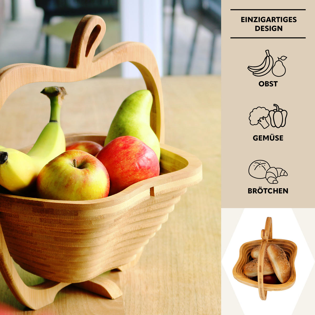OBSTKORB, Bambus - Braun, Holz (30cm) - bremermann