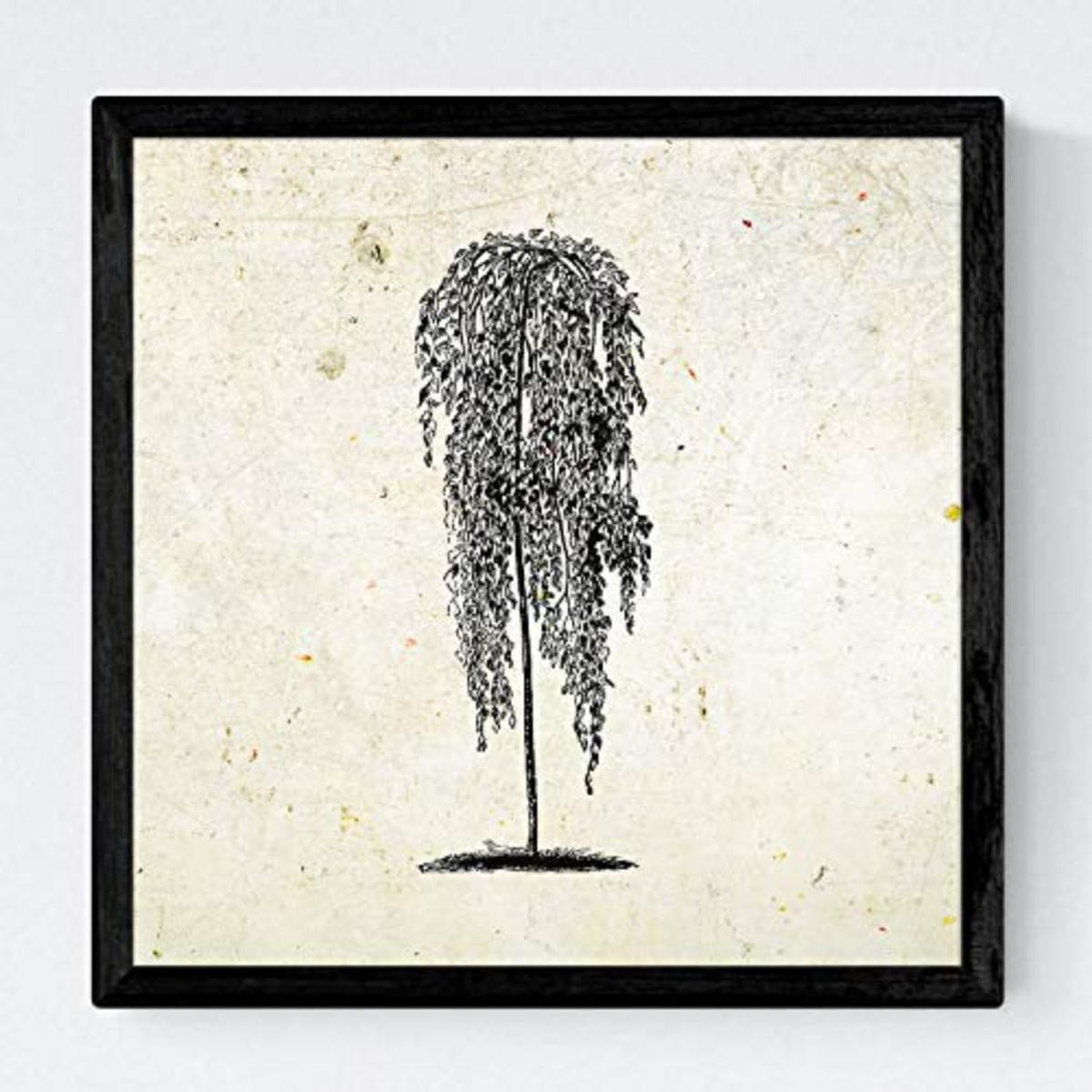 POSTER Set mit 4 Bädern Bäume verschiedene Blätter Weinlese Altpapierhintergrund 30x30 cm Rahmenlos - Klar, Papier (30/3cm) - Nacnic