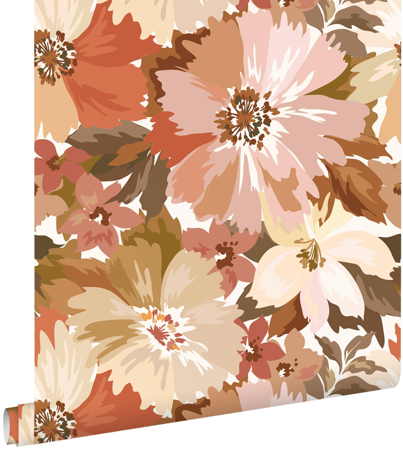 TAPETE Blumen 50 x 900 cm - Terracotta, Papier (50/900cm) - ESTAhome