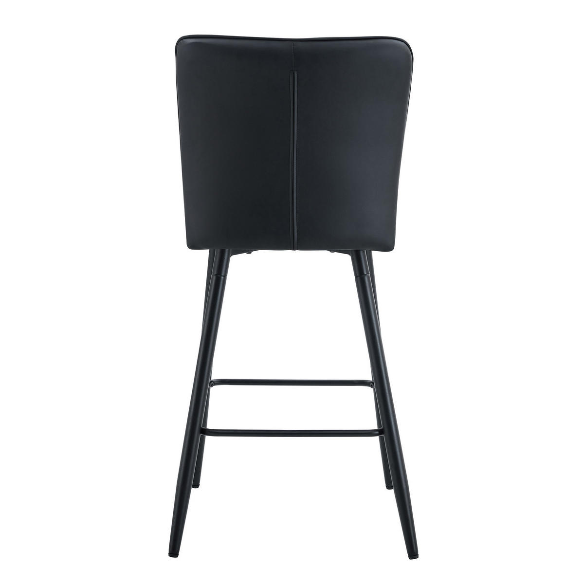 BARHOCKER mit Rückenlehne PU-Leder Schwarz Metallgestell - Schwarz, Metall (44/101/44cm) - Meubliv