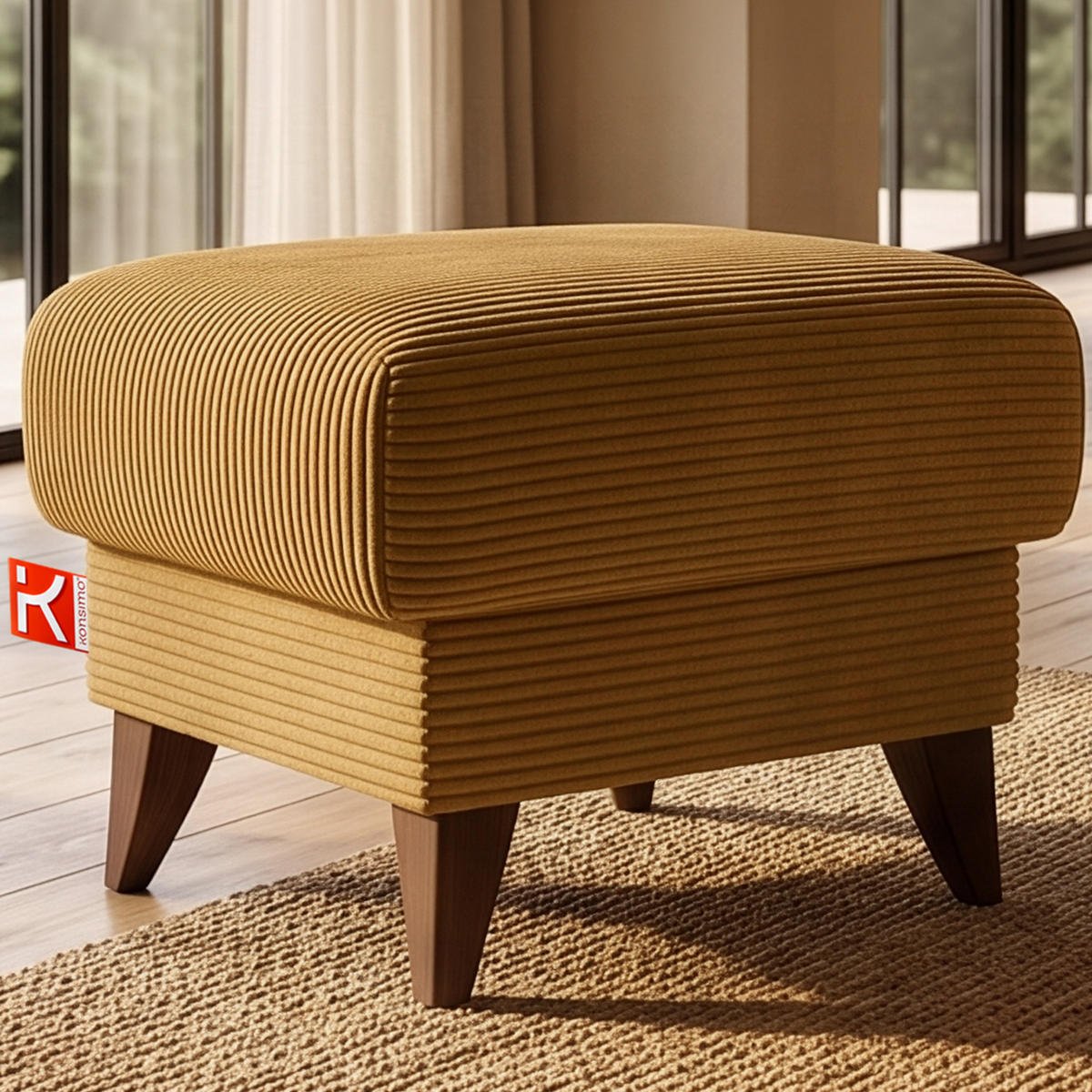 FUẞSTÜTZE GUSTAVO II, Gelb - Gelb/Braun, Holz/Holzwerkstoff (53/49/53cm) - KONSIMO®
