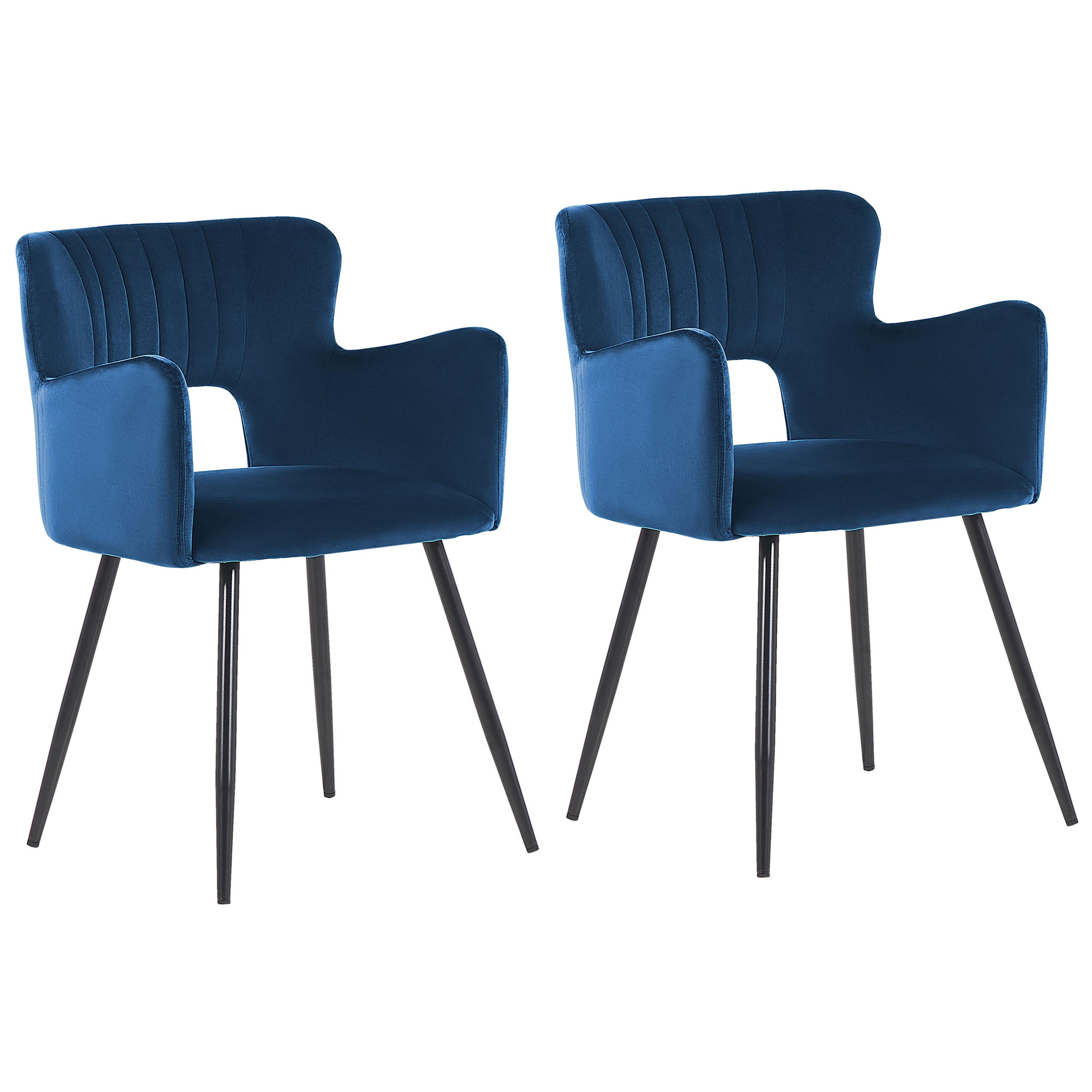 ESSZIMMERSTUHL 2er-Set Samtstoff Blau Sanilac - Blau, Textil/Metall (52/75/44cm) - Beliani