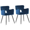 ESSZIMMERSTUHL 2er-Set Samtstoff Blau Sanilac - Blau, Textil/Metall (52/75/44cm) - Beliani