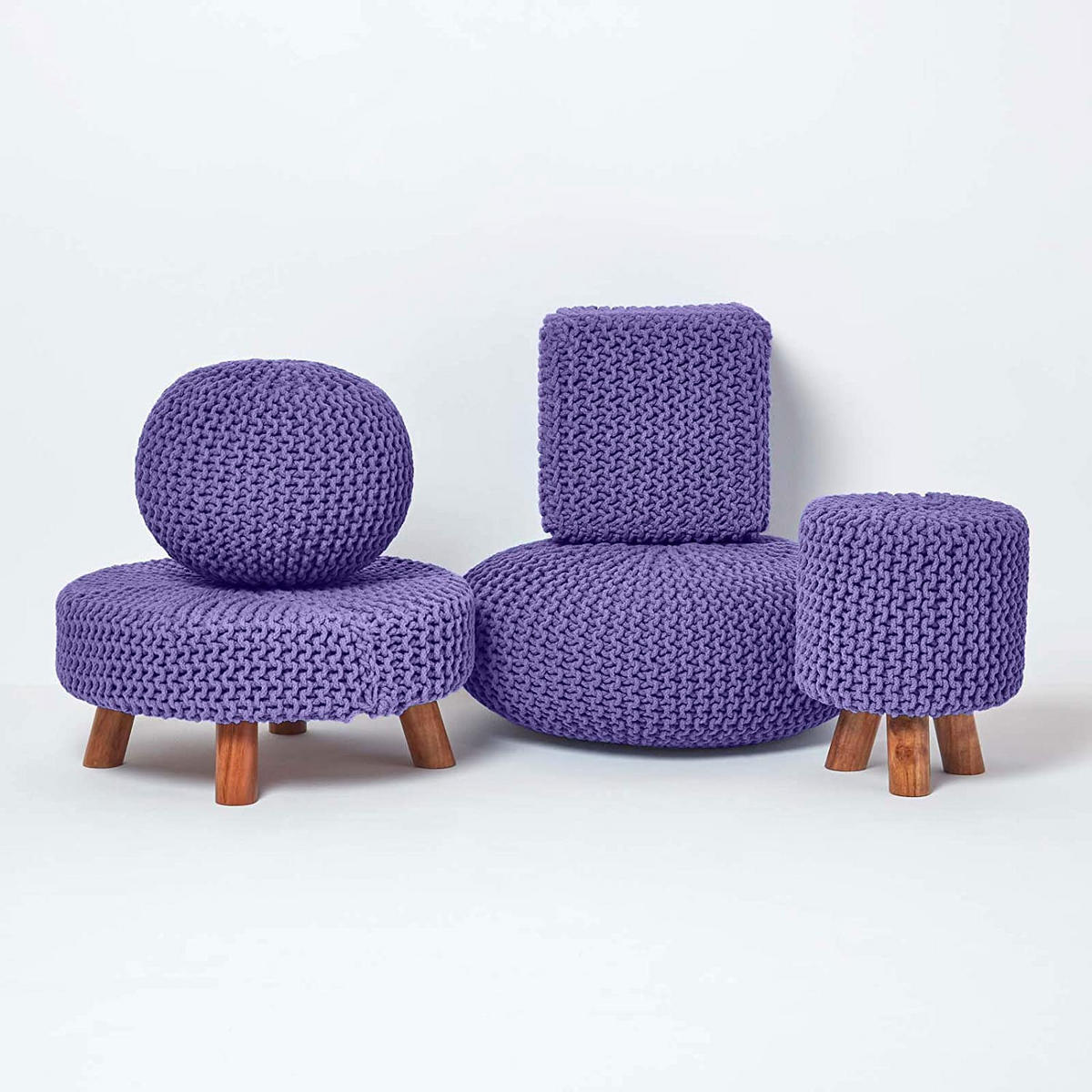 STRICK-POUF lila, 40/40/35 cm - Violett, Textil (40/35/40cm) - Homescapes