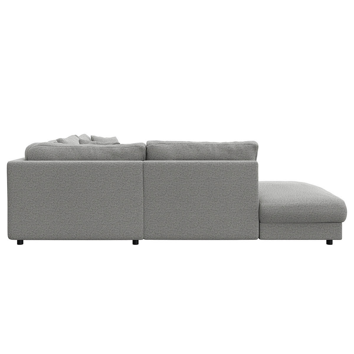 ECKSOFA mit Ottomane - Hellgrau/Schwarz, Holz/Kunststoff (267/254cm) - home24