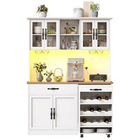 BUFFET DE-38449 140/38/180 cm mit LED-Beleuchtung und Rollwagen Weiß - Weiß, Holzwerkstoff (140/180/38cm) - ComfortXL