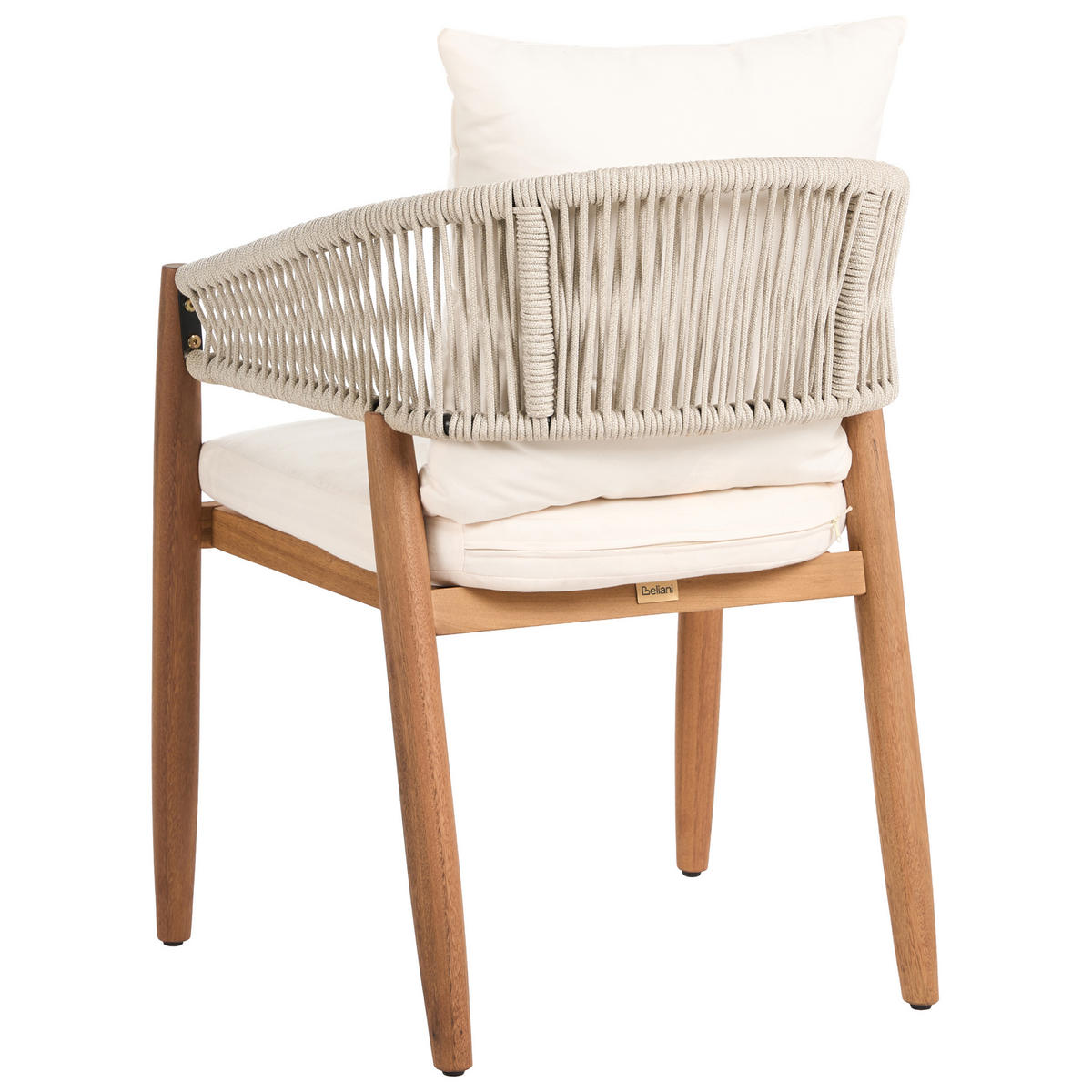 GARTENSTUHL 2er Set Akazienholz Weiß Marzamemi - Braun/Weiß, Holz (59/87/53cm) - Beliani