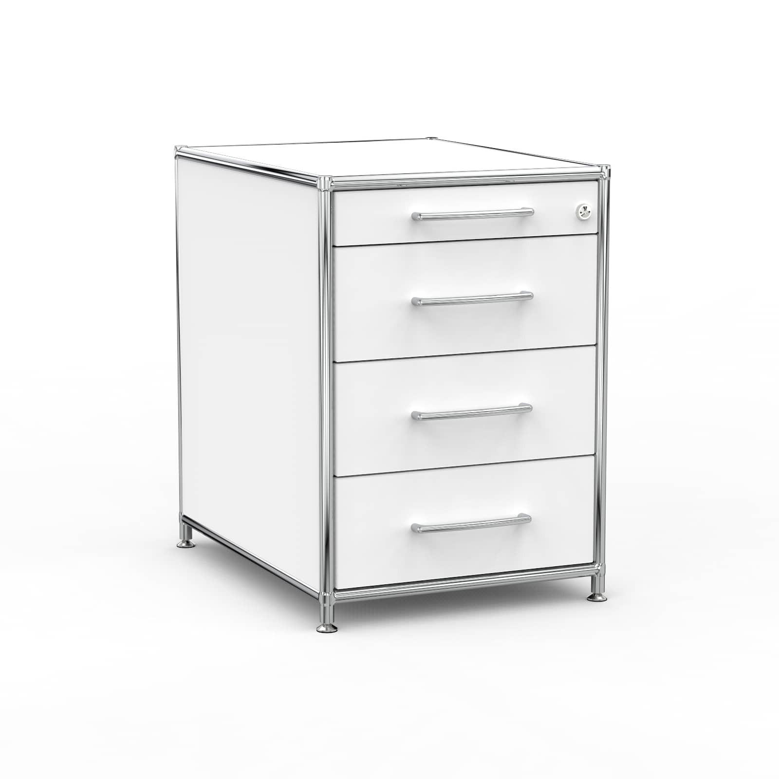 BÜRO-STANDCONTAINER Holz, 60 cm, 4 Schubladen, Weiß - Chromfarben/Silberfarben, Holzwerkstoff/Metall (60/61/60cm) - Versee