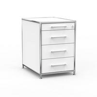 BÜRO-STANDCONTAINER Holz, 60 cm, 4 Schubladen, Weiß - Chromfarben/Silberfarben, Holzwerkstoff/Metall (60/61/60cm) - Versee