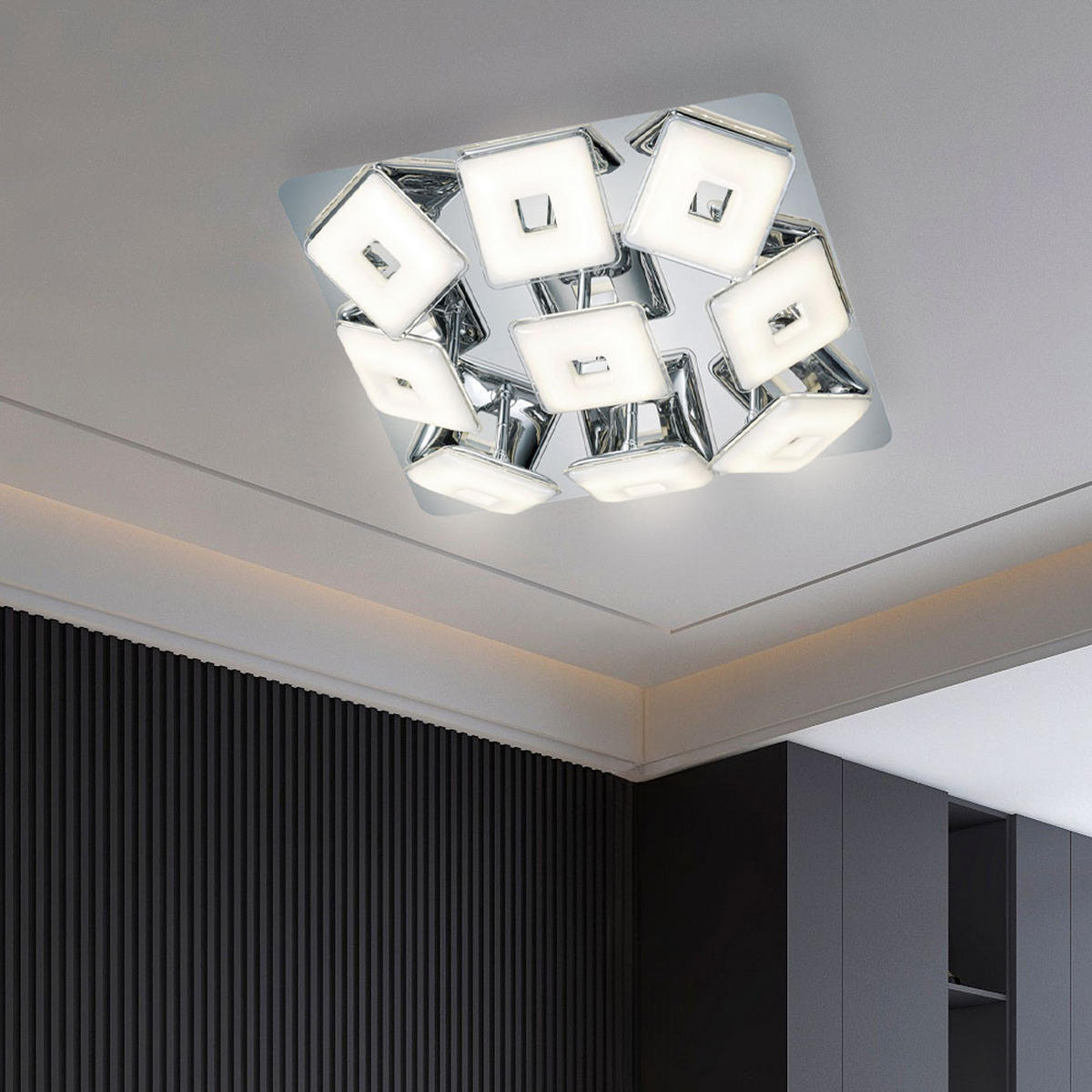 LED DECKENLEUCHTE PONTIUS Silber - Silberfarben, Metall (40/40/10.5cm)