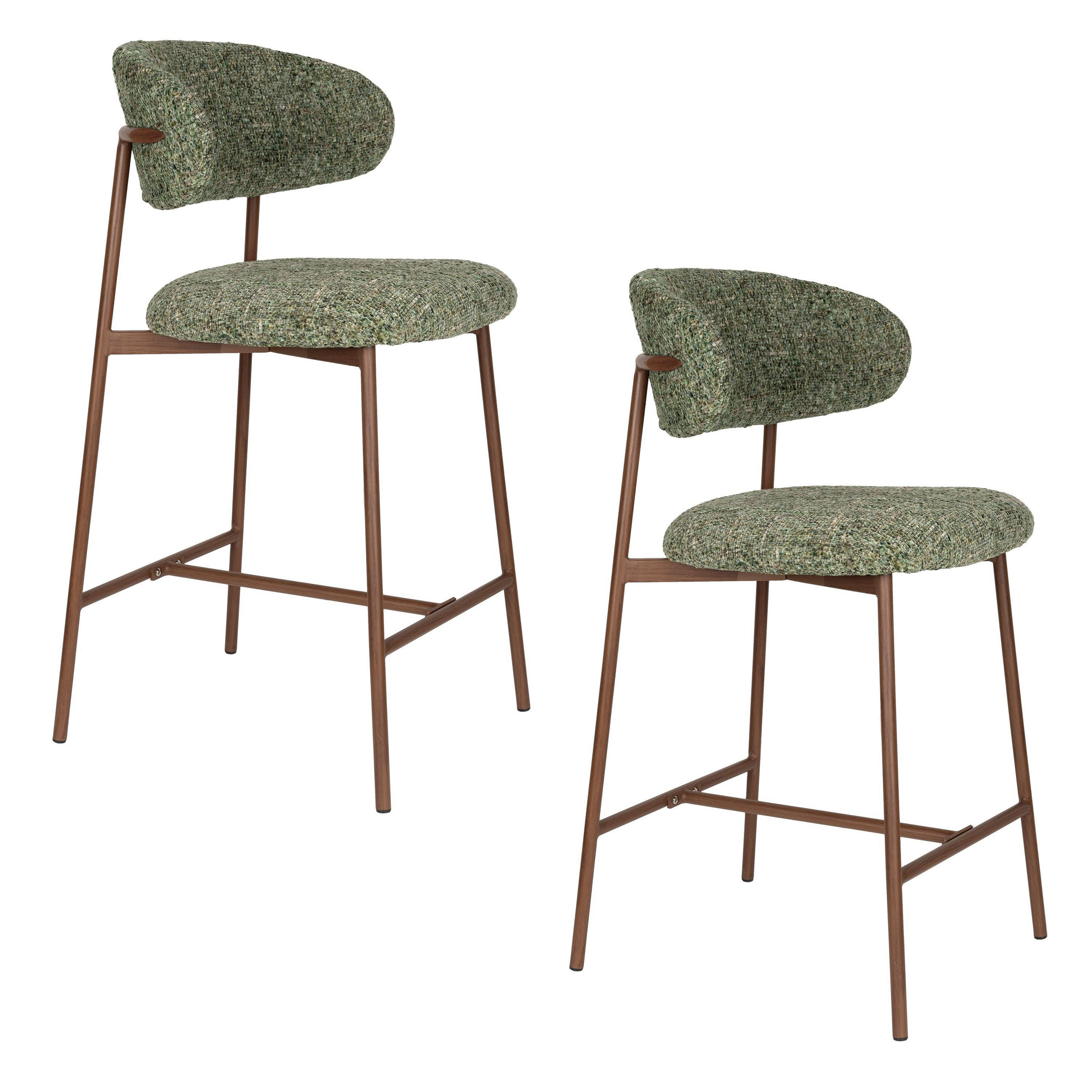 BARHOCKER Claes mit Rückenlehne 65 cm Grün - 2 er Set - Grün, Kunststoff (44/94/51cm)