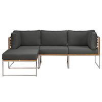 LOUNGESET - 4-teilig - Webstoff / Teak massiv - Anthrazit, Holz/Textil - home24