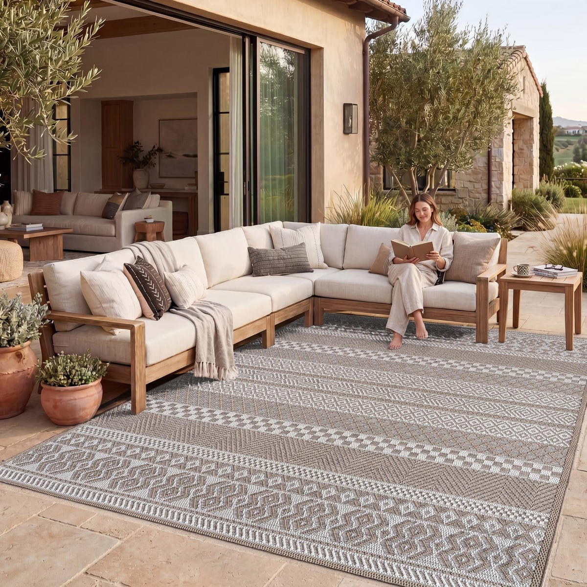 OUTDOOR-TEPPICH VERMONT 183 BEIGE 120X160 - Beige, Textil (120/160cm) - Paco Home