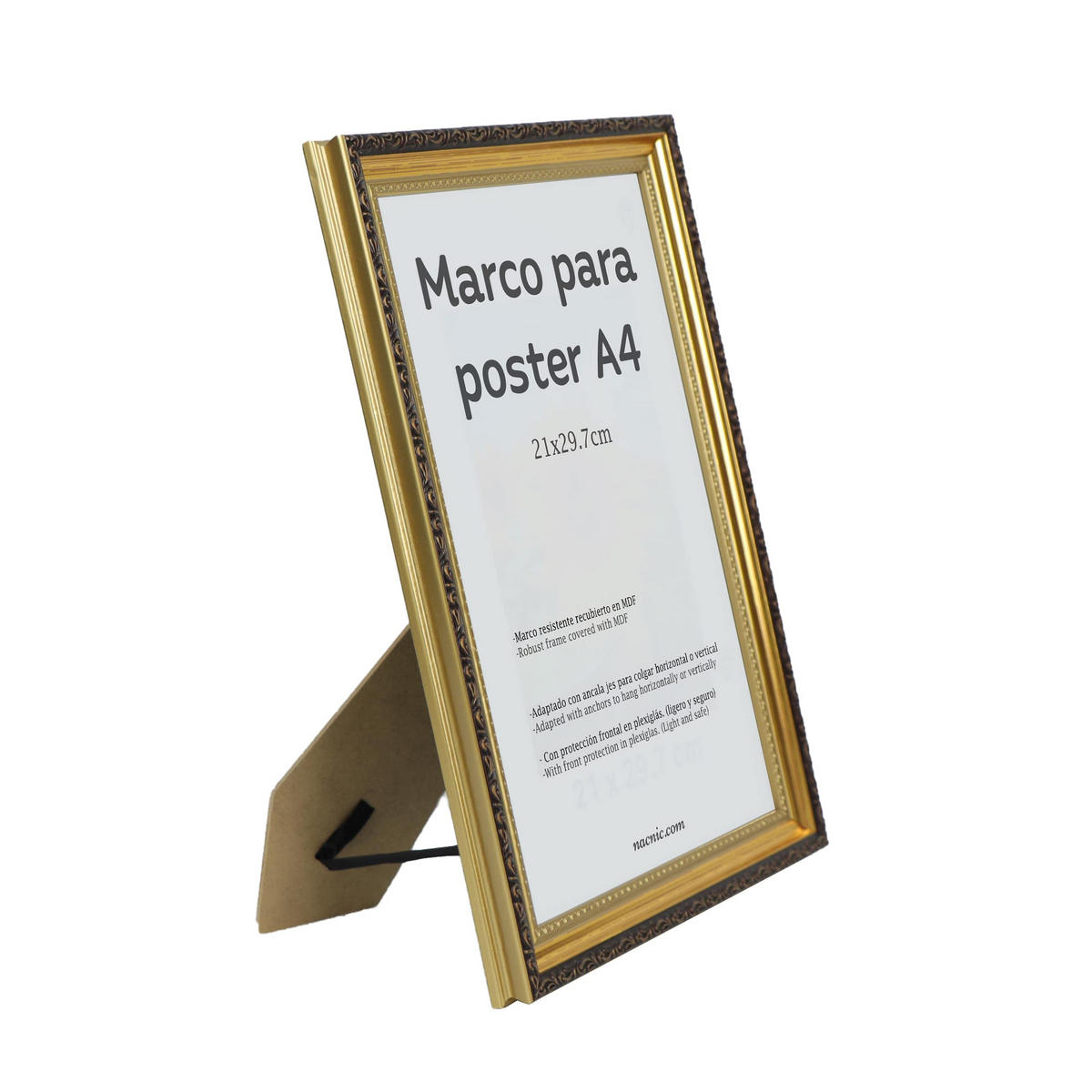 RAHMEN Set mit 3 aus MDF und Acrylglas Schutz und Aussteller für Fotografien, Bilder, Poster, Gemälde, Dekoration für Haus Farbe Hellholz A4 - Beige, Holz (21/3/29.7cm) - Nacnic