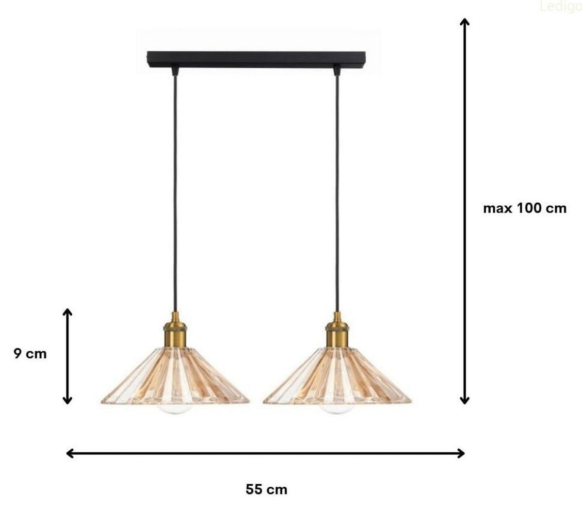 PENDELLEUCHTE Paris - Goldfarben/Schwarz, Glas/Metall (55/25/100cm) - kiki design