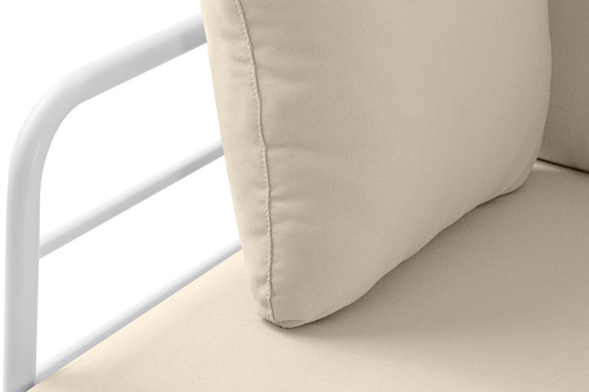 GARTENSOFA RAMBE 3-Personen mit Kissen, Weiß/Cremeweiß - Creme/Weiß, Textil/Metall (225/80/80cm) - KONSIMO®