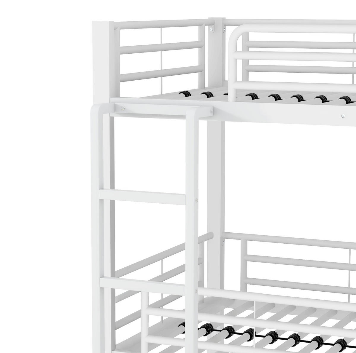ETAGENBETT 90/200 cm aus Metall in Weiß, Dreifach-Design mit Leiter - Weiß, Metall (90/200cm) - Flora Grace