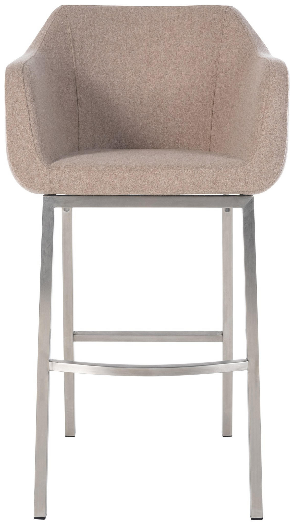 BARHOCKER Filz taupe - Taupe/Edelstahlfarben, Textil/Metall (58/108/56cm) - CLP