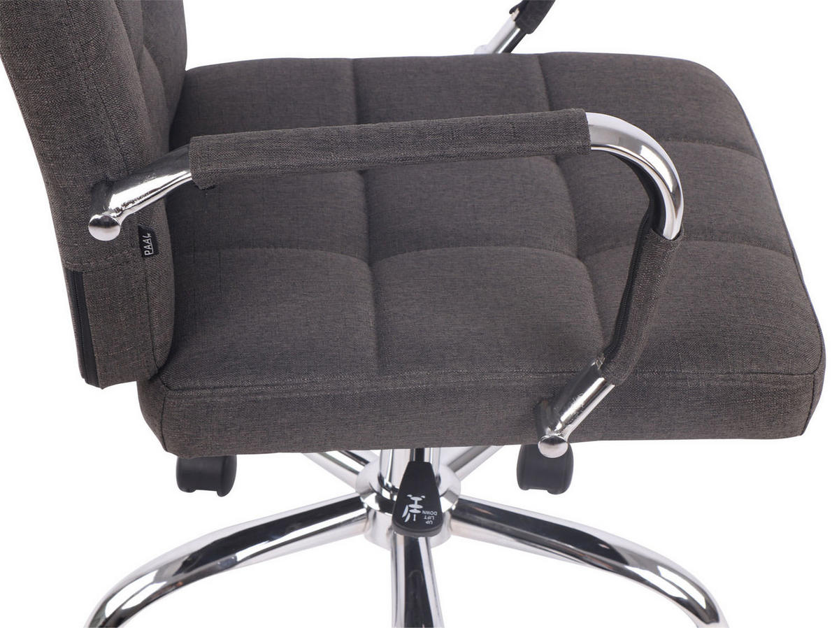 DREHSTUHL Stoff dunkelgrau - Chromfarben/Dunkelgrau, Textil/Metall (58/92/65cm) - CLP